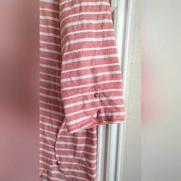 Zenergy by ChicosWomens Sz 3(in us 16 XL)Red-Orange Stripe 3/4 Sleeve Tunic Top - Picture 7 of 9